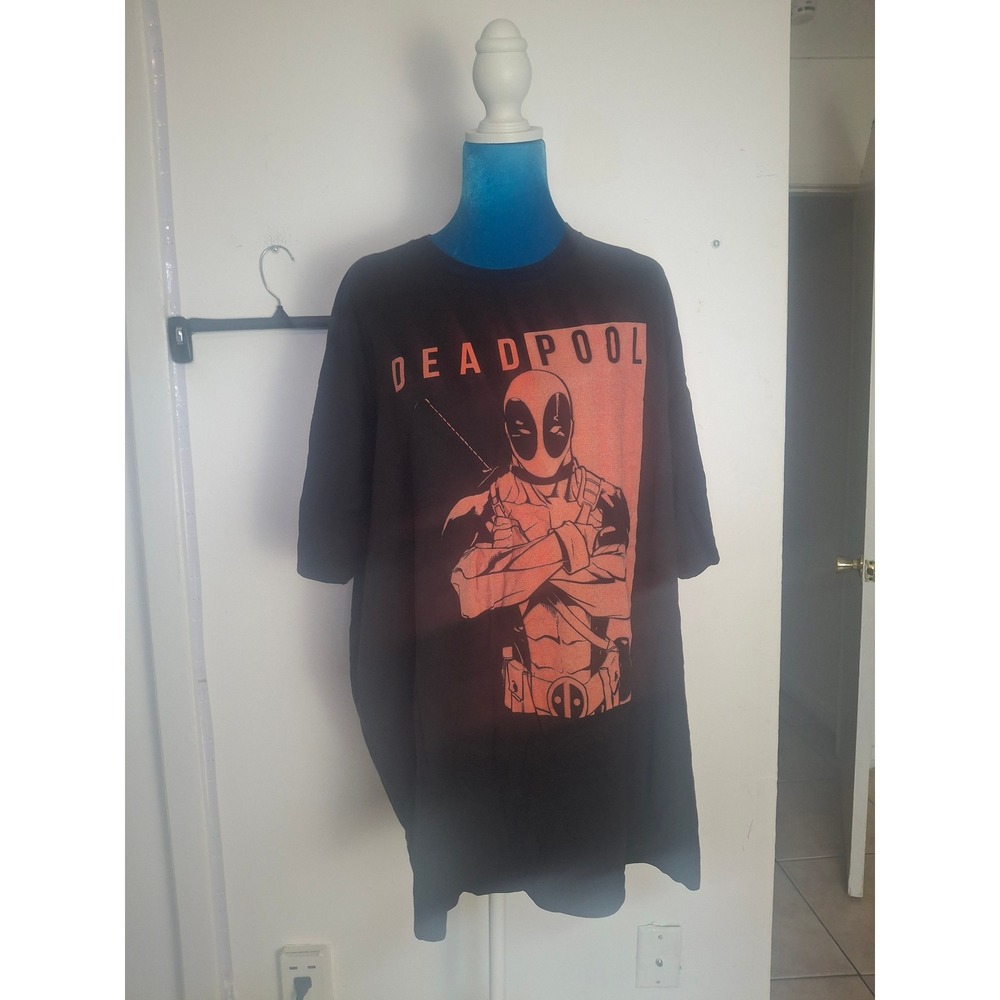 Tultex Marvel Deadpool Graphic T-Shirt Mens XXL Black Ring Spun Cotton Tee